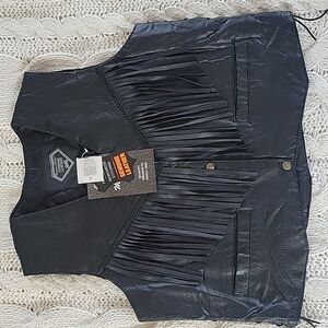 Genuine Leather Black Fringe Vest